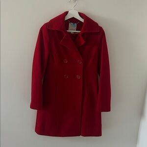 Elegant Red Double-Breasted Women's Coat XS